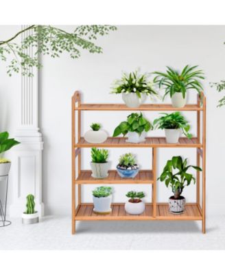 4 Tiers Multifunction Bamboo Storage Shoe Rack for Entryway Hallway