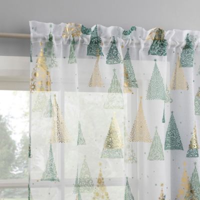 Balsam Christmas Tree Sheer Rod Pocket Curtain Panel