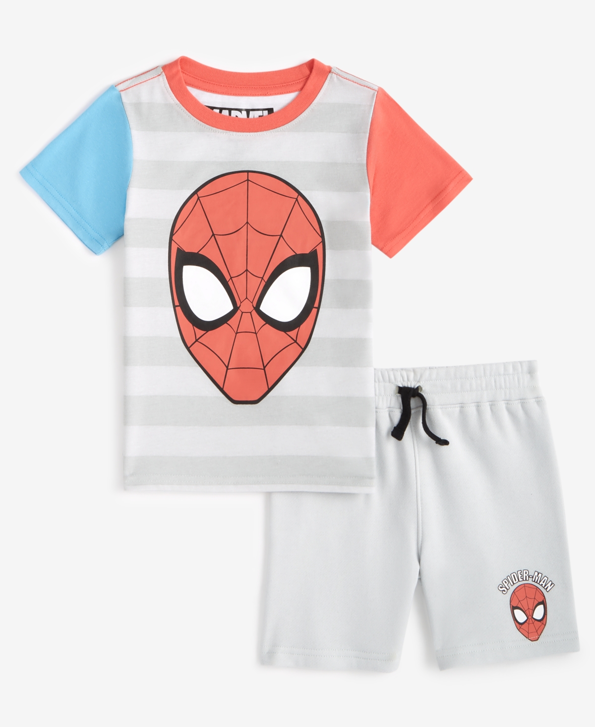 Shop Spider-man Toddler Boys I'm Amazing Short-sleeve T-shirt & Shorts, 2 Piece Set In Grey