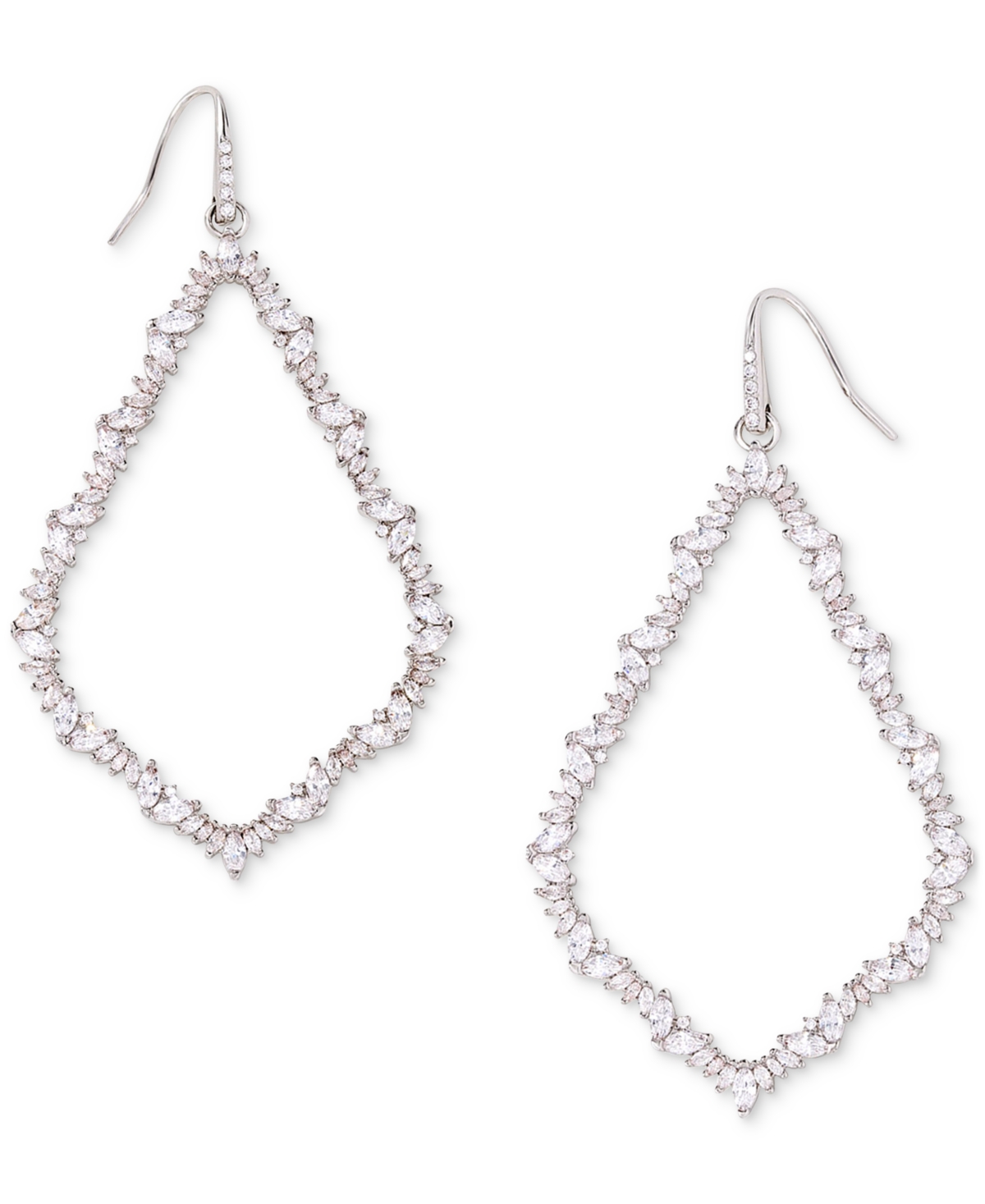Kendra Scott Crystal Open Frame Statement Earrings In Rhod White
