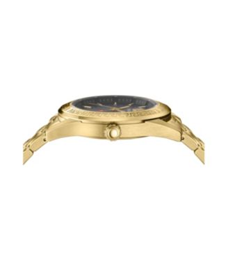 Men's V-Code IP Yellow Gold Stainless Steel Bracelet Watch, 42mm