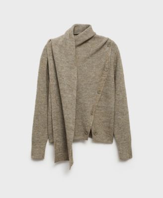MANGO Women's Scarf and Buttons Detail Sweater