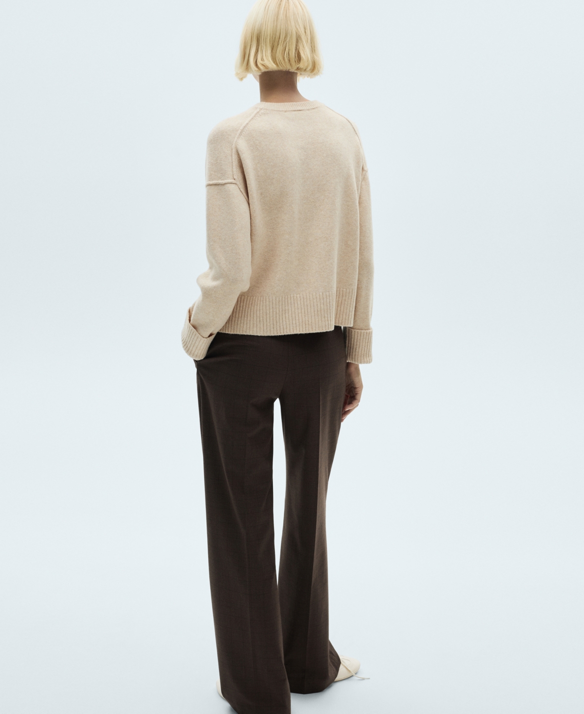 Mango Women's Rolled-up Sleeves Sweater In Ecru