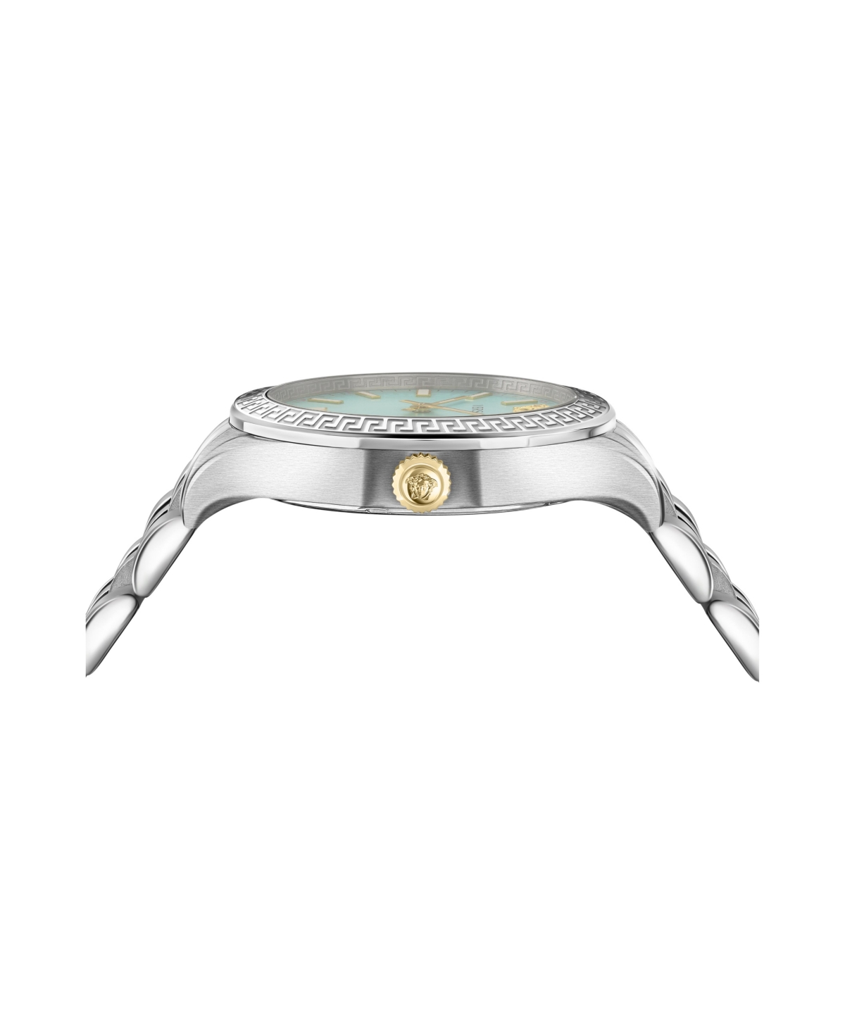Versace Women's Hellenyium Silver Stainless Steel Bracelet Watch, 36mm In Silver,blue