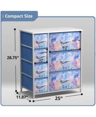Dresser with 7 Drawers - Storage Chest Organizer with Steel Frame, Wood Top, Handles, Fabric Bins