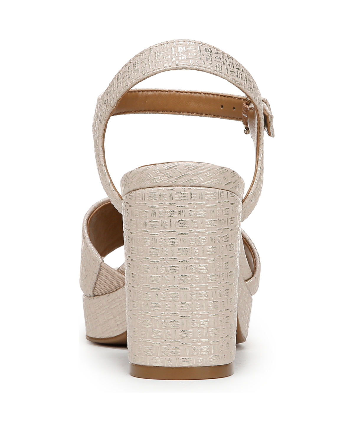 Naturalizer Lilly Block Heel Platform Sandal In Tan,gold Faux Leather