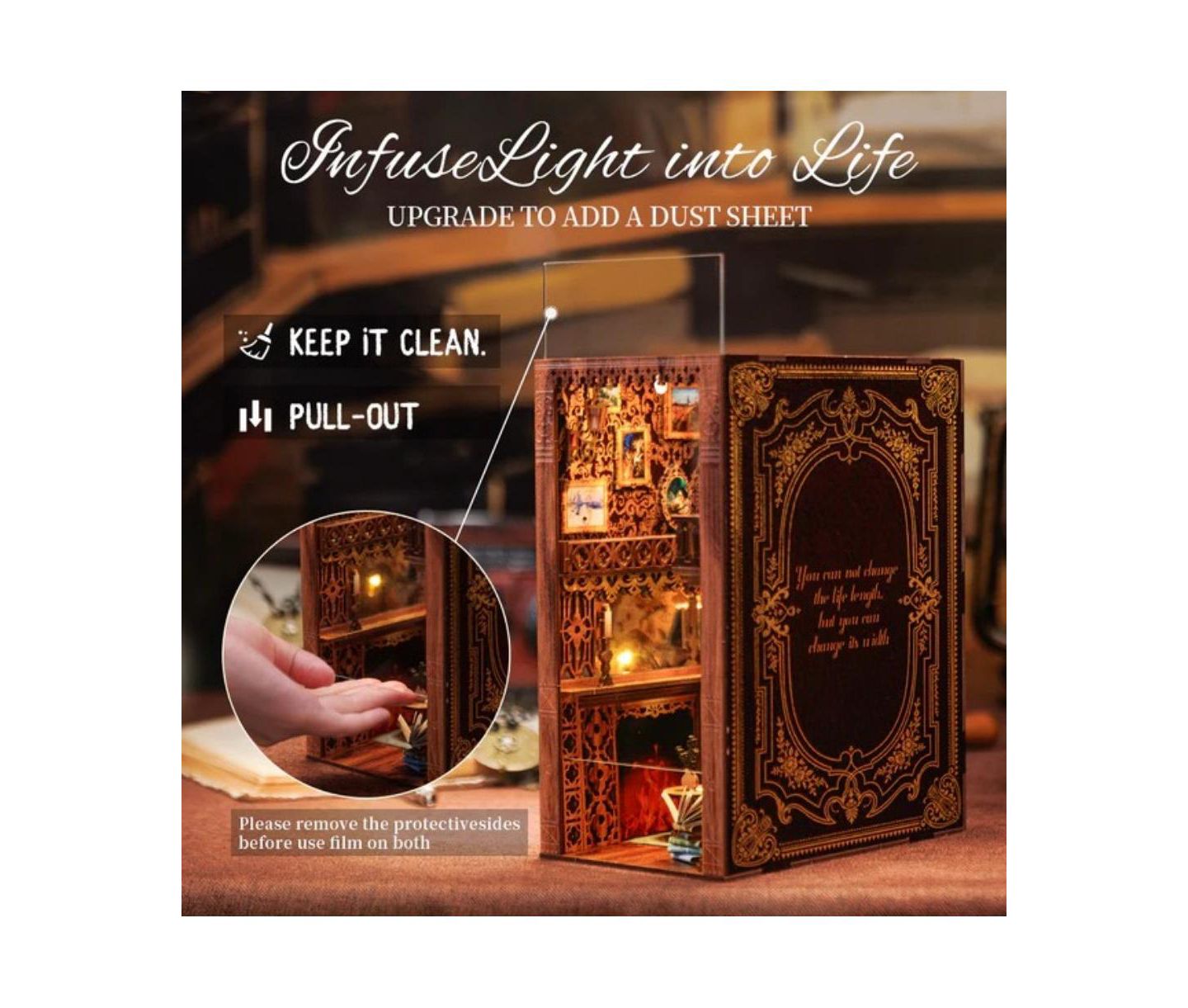 Двухэтажный миниатюрный кукольный DIY-домик Cutebee Eternal Bookstore с LED, 14+, цвет: Коричневый — фото 6