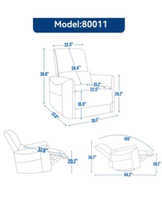 Massage Recliner - 360° Swivel & Heat Rocking Chair