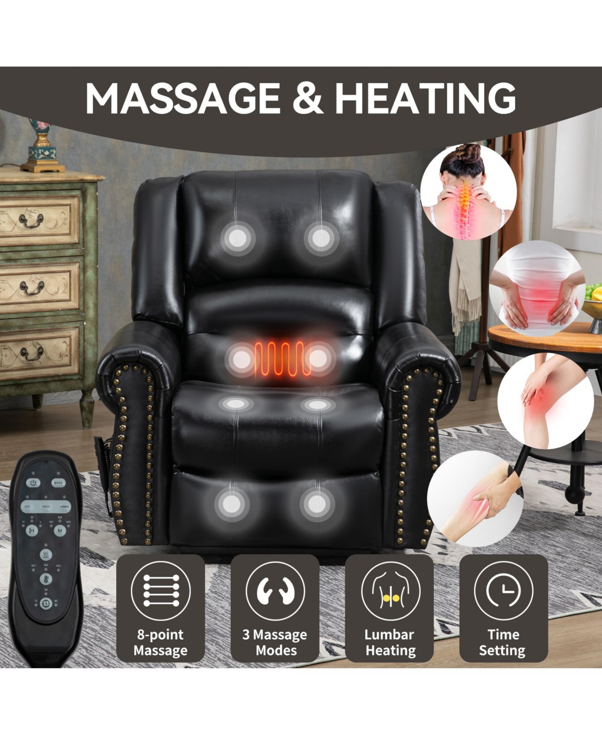 Mondawe Power Lift Recliner Chair Heat Massage
