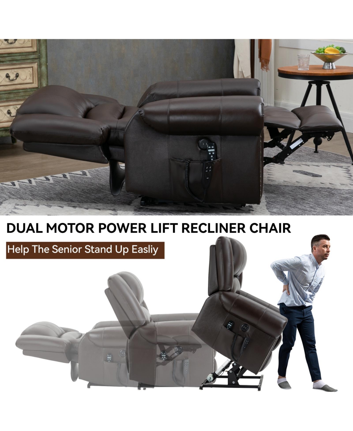Mondawe Power Lift Recliner Chair Heat Massage