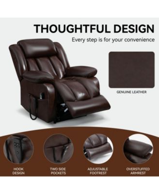 Up to 350 LBS Genuine Leather Power Lift Recliner Chair, with Massage and Heating