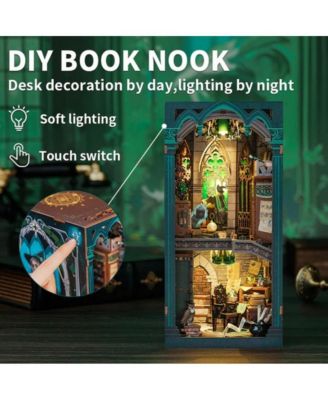 Book Nook Kit - DIY Dollhouse Miniature House Kit Booknook for Adults and Teens, Tiny Magic House Bookshelf Insert Room Decor Model Build Gifts for Friends and Family (Darkness Common Room