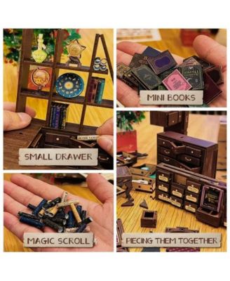 Book Nook Kit DIY Miniature House Dollhouse Kit for Adult and Teens Booknook Bookshelf Decor with LED Light, Gifts (Magic Pharmacist