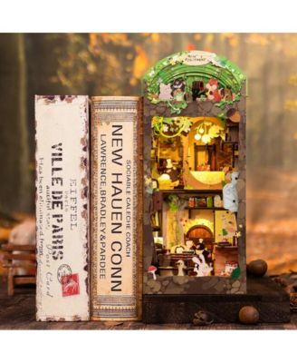 DIY Book Nook Kit DIY Miniature House Dollhouse Kit for Adult and Teens, Booknook Bookshelf Decor with LED Light, Gifts (Mole's Apartment