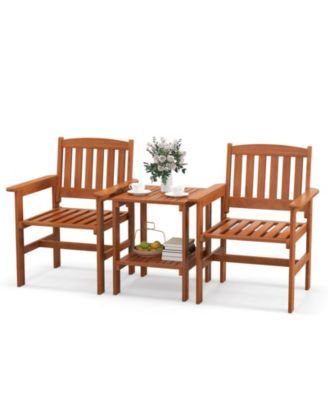 3 Piece Patio Bistro Table and Chairs Set with Umbrella Hole