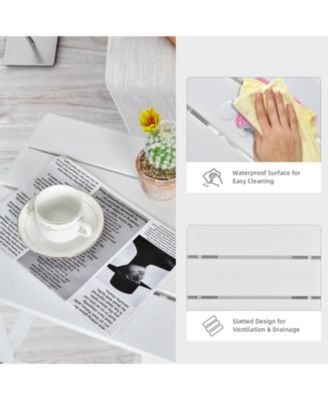 15 Inch Patio Square Wooden Slat End Side Table for Garden