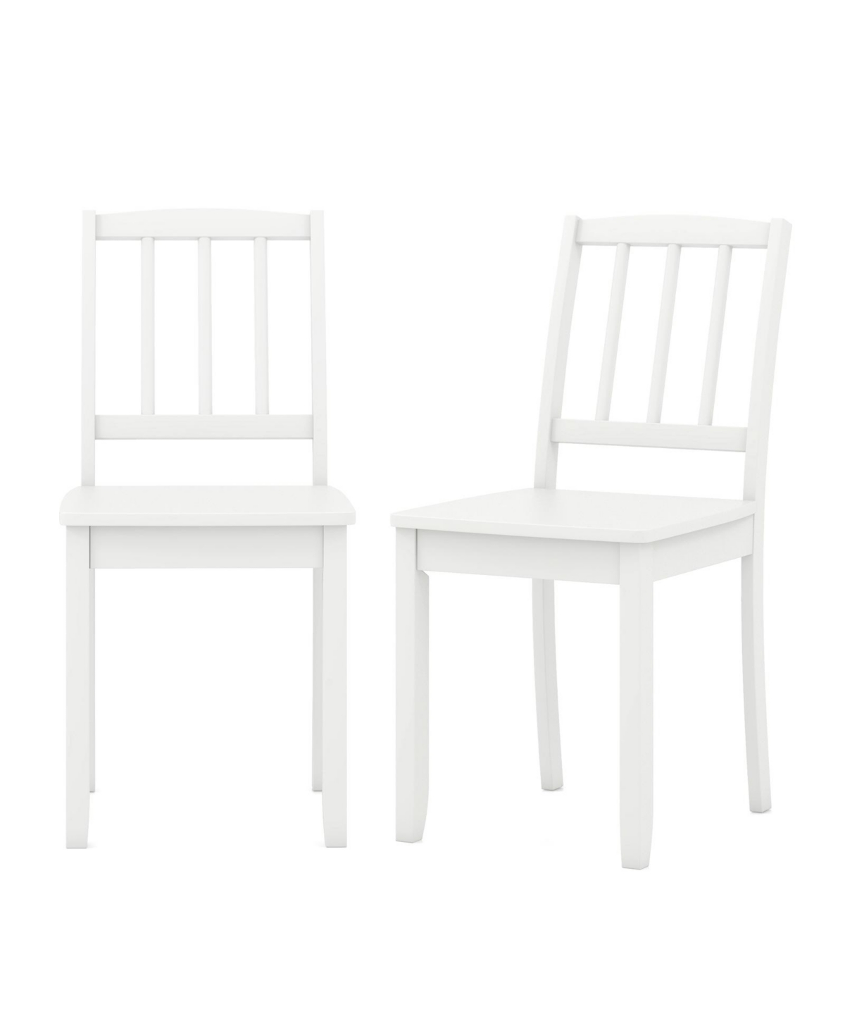 Wood Dining Chair Set of 2 with Rubber Wood Legs - White