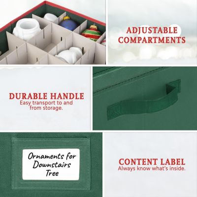 Christmas Ornament Storage Box with Lid - Store and Protect up to 64 Holiday Ornaments