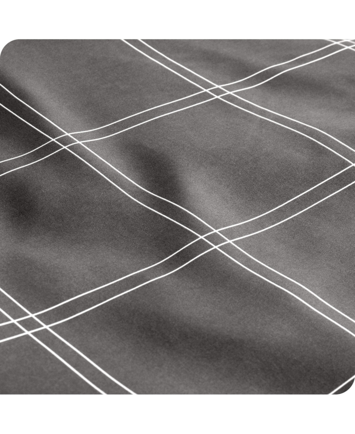 Bare Home Double Brushed Printed Fitted Sheet - Modern plaid - grey/white