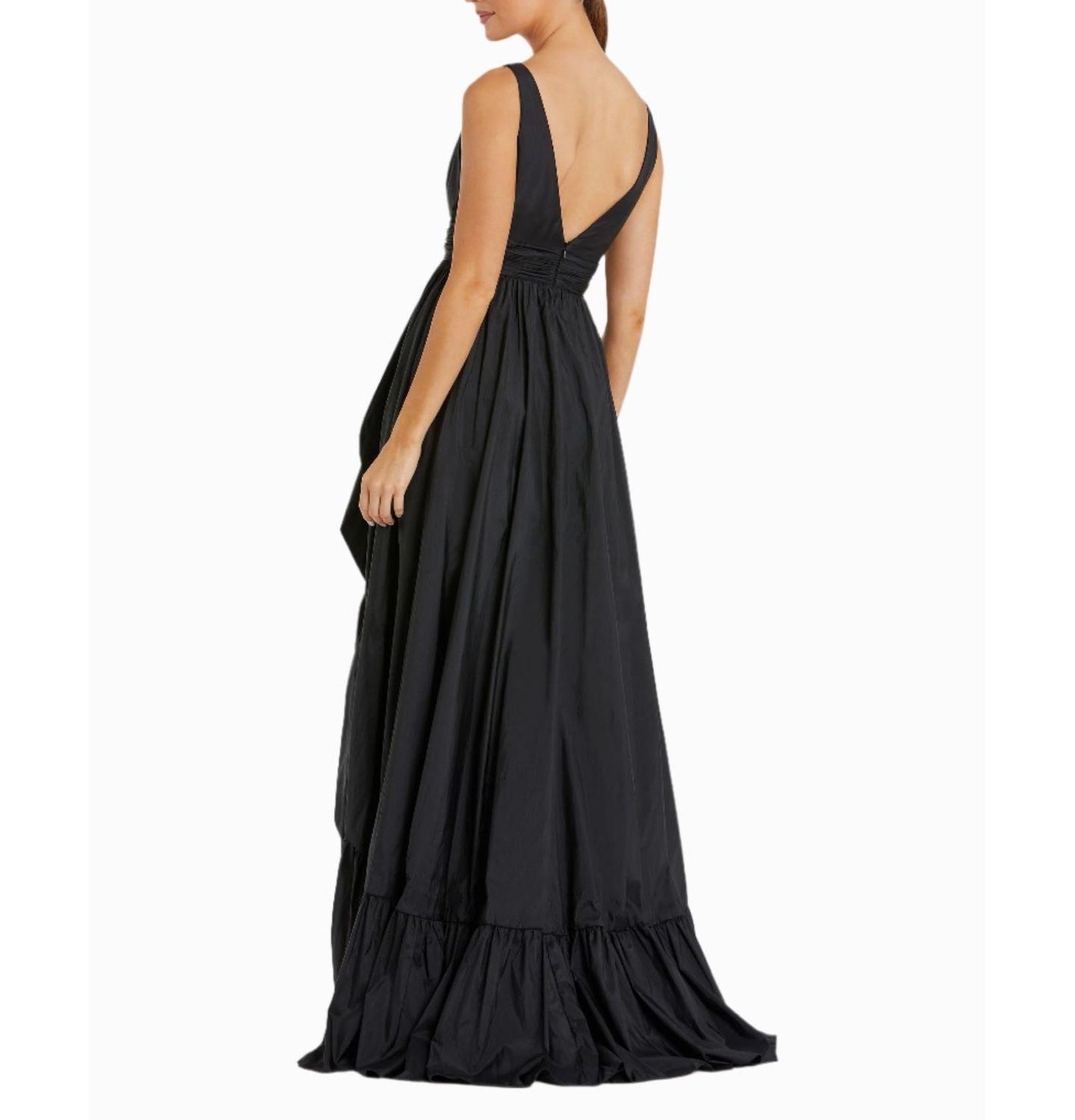 Женское платье Mac Duggal Taffeta Hi-Low Ruffle Gown, цвет: Чёрный — фото 4