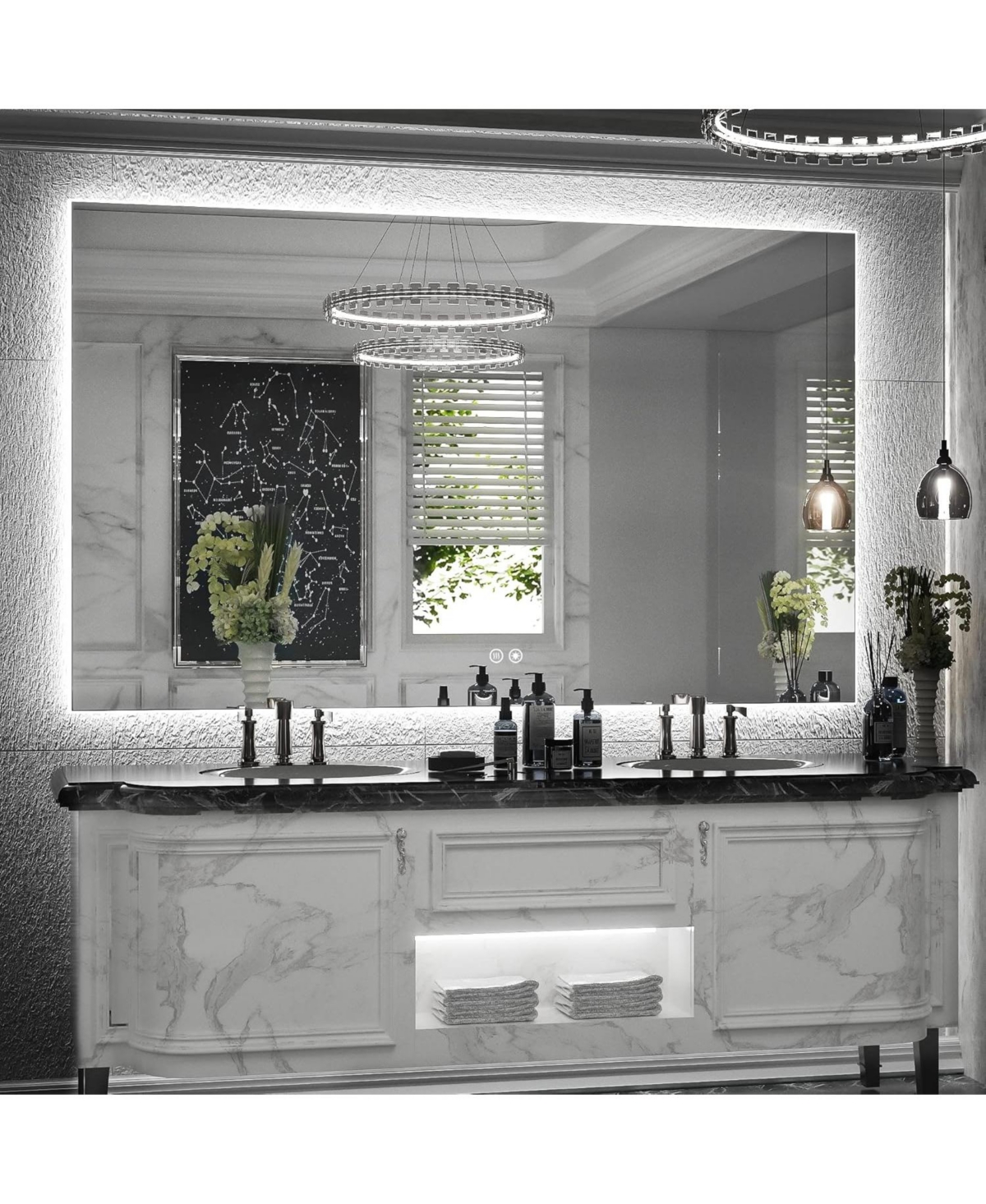 Led Backlit Frameless Lighted Bathroom Wall Mirror Vanity Mirror Brightness Adjust - Silver