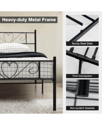 Twin XL Metal Bed Frame with Heart-shaped Headboard