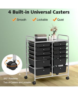 GOUUN 12 Drawers Rolling Cart Storage Scrapbook Paper Organizer Bins