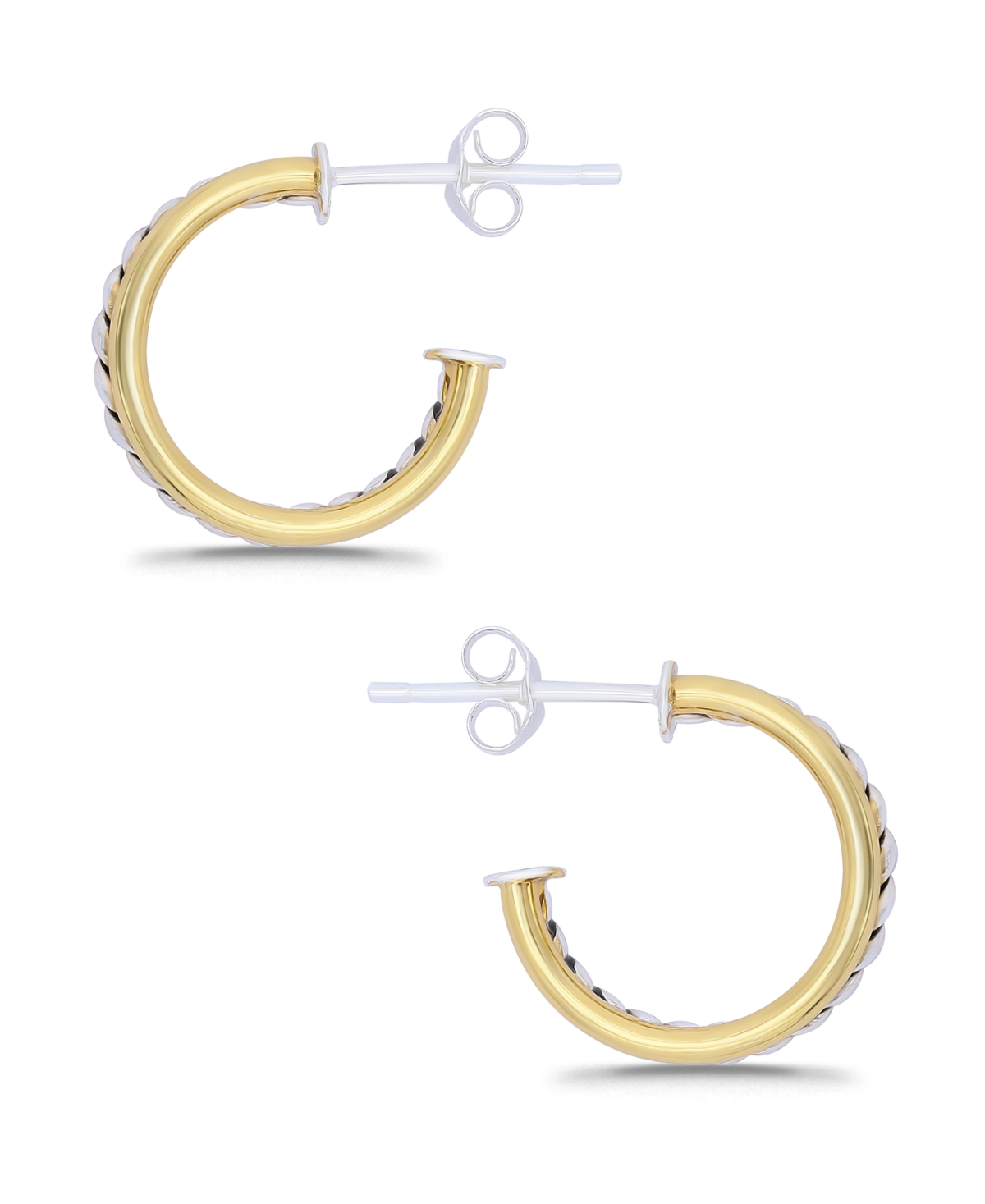 Macy's Oxidized Polish Tubing Post Hoop Earrings In Gold