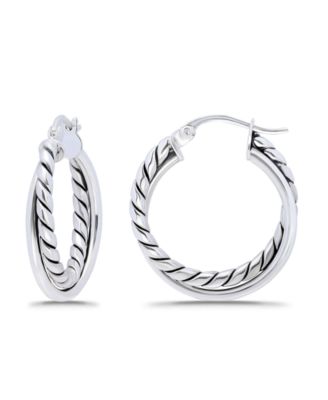 Oxidized Polish Tubing Click Top Hoop Earrings
