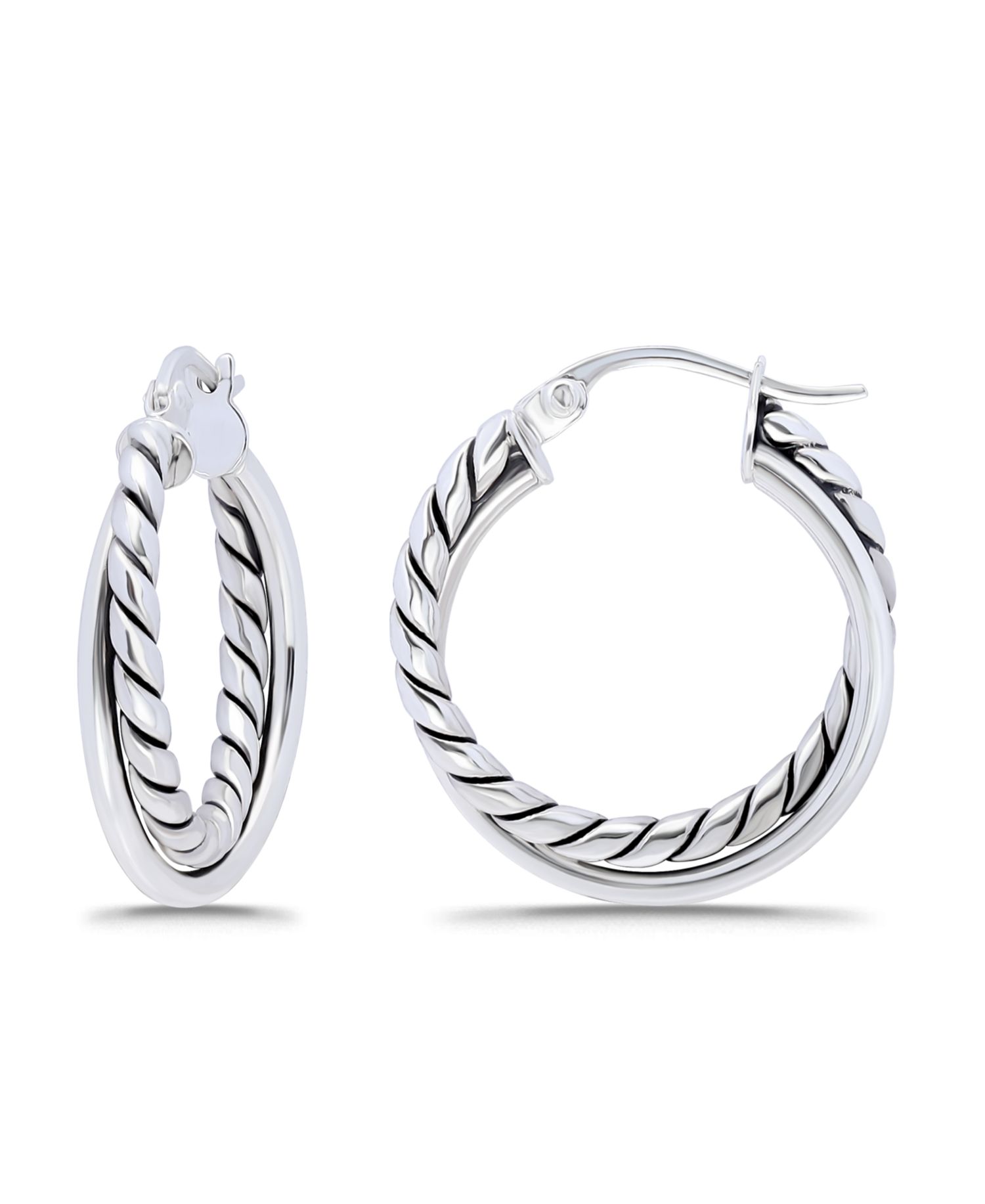Oxidized Polish Tubing Click Top Hoop Earrings