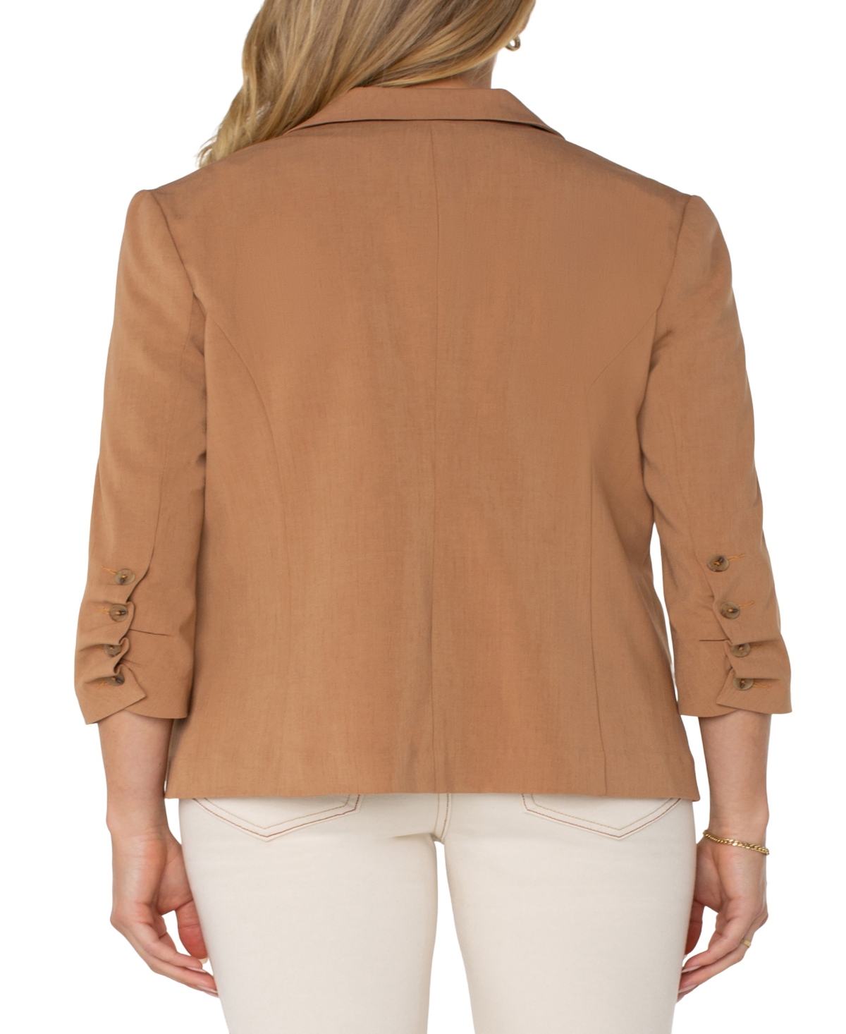 Shop Liverpool Los Angeles Women's Fitted Blazer With Ruched Sleeves In Portobello
