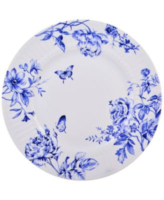 Cassian Embossed Toile Blue Porcelain 12 Pc. Dinnerware Set, Service for 4