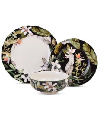 Borneo Black 12 Pc. Dinnerware Set, Service for 4