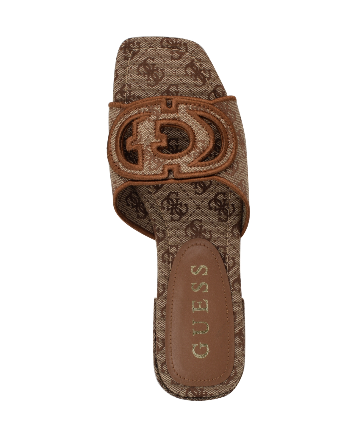 Guess Women's Tarishae One Band Quattro-g Slip On Flat Sandals In Medium Brown Logo