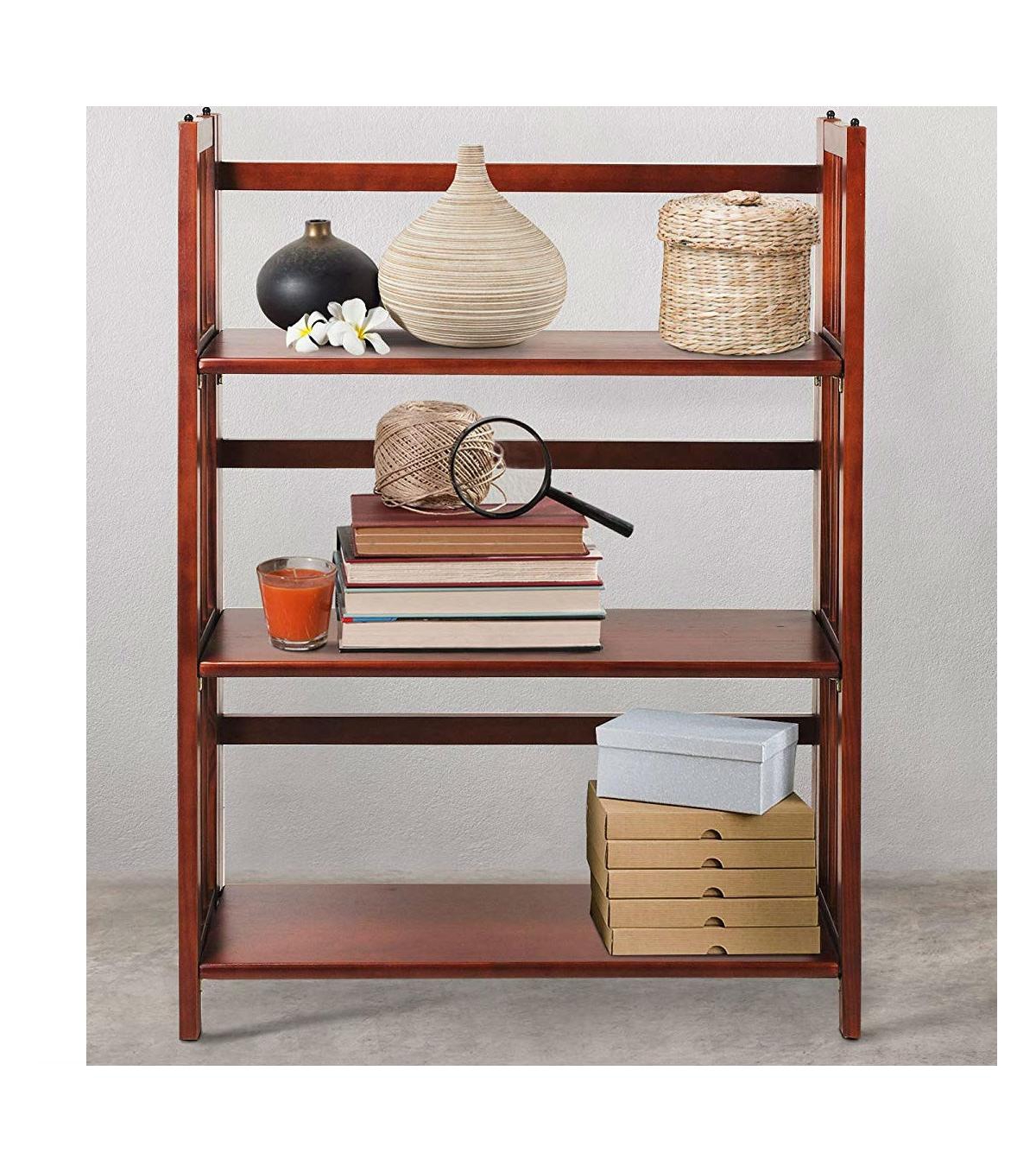 Slickblue 3-Shelf Folding Storage Shelves Bookcase for Compact and Versatile Organization