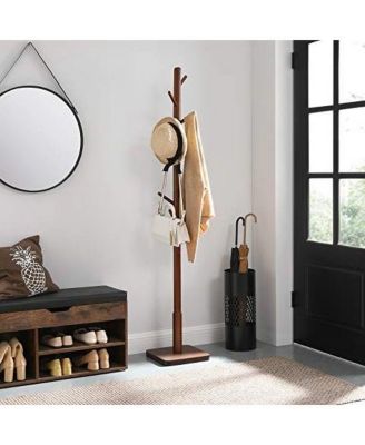 Adjustable Height Mid-Century Modern Style Coat Rack in Wood Finish