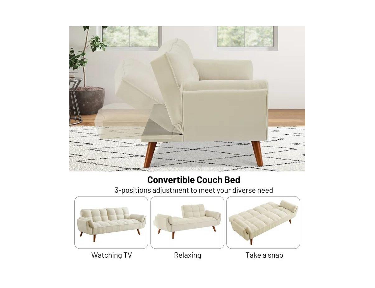Slickblue Mid-Century Modern Sofa Bed - Stylish Convertible Couch for Small Spaces