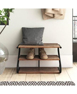 Modern Industrial 3-Tier Shoe Rack - Stylish Storage Organizer for Entryway