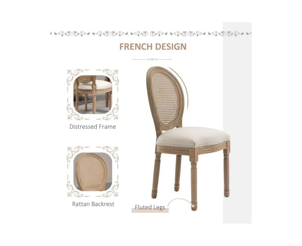 Slickblue Set of 2 Vintage Upholstered Armless Rattan Back Dining Chairs