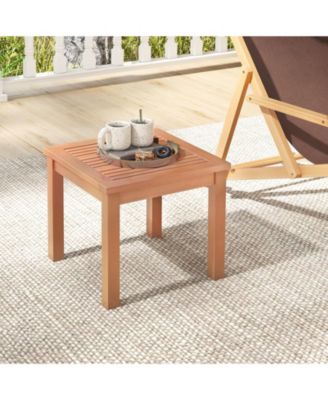 18-Inch Square Wooden Adirondack Side Table with Slatted Top for Indoor and Outdoor Use