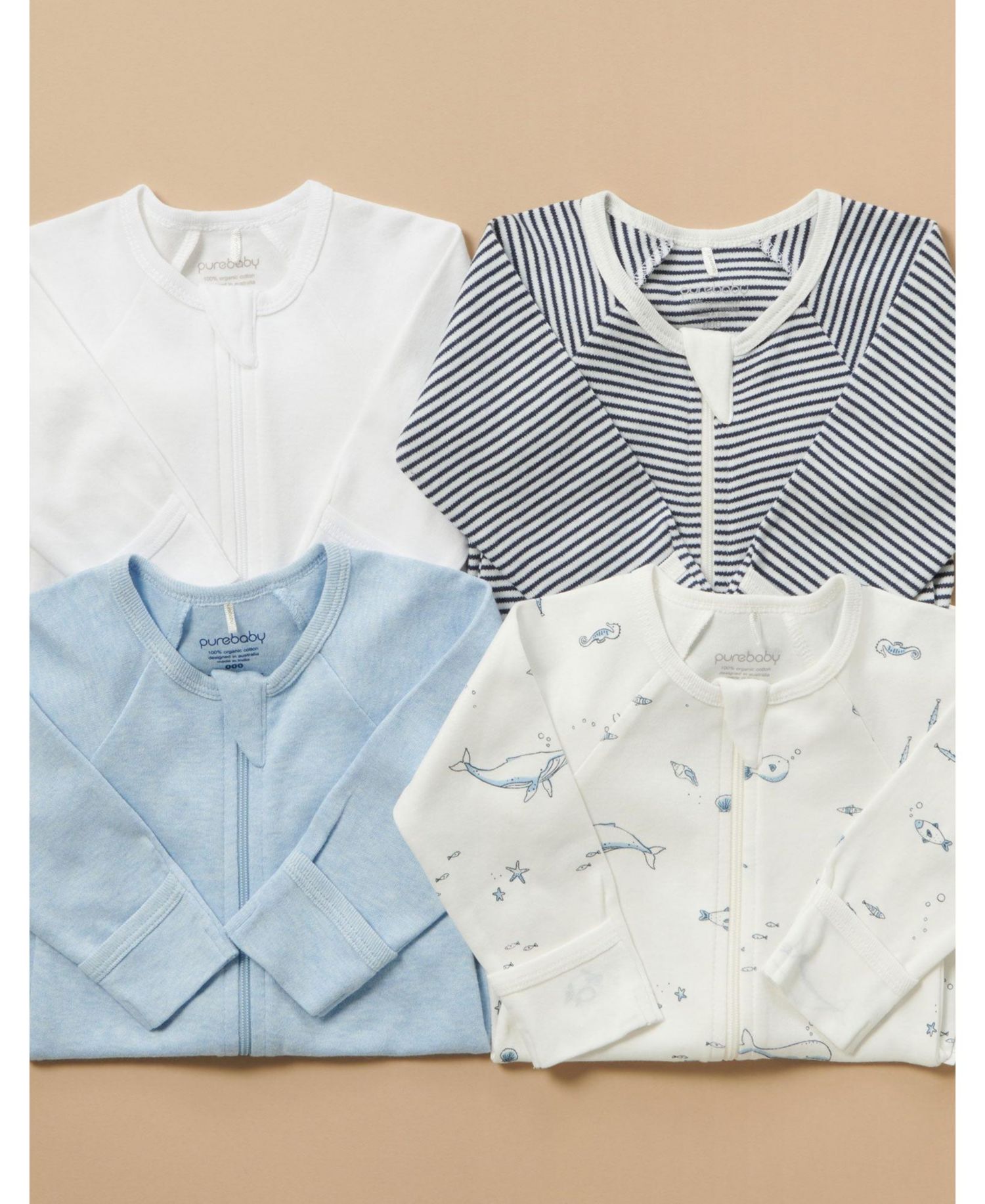 Baby Boys Zip Coverall 4 Pack