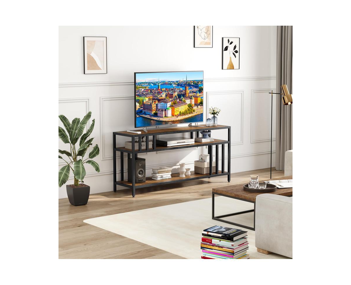 gaomon Tv Stand for Tv up to 65 Inches, Entertainment Center with Open Storage Shelves, Tv Media Console Table with Quadruple-Tube Support for Liv