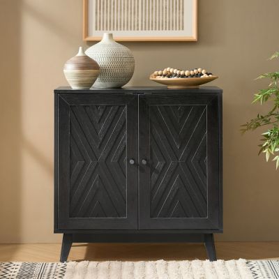Tobias Midcentury 30"Tall 2 Door Accent Cabinet with Solid Wood Legs