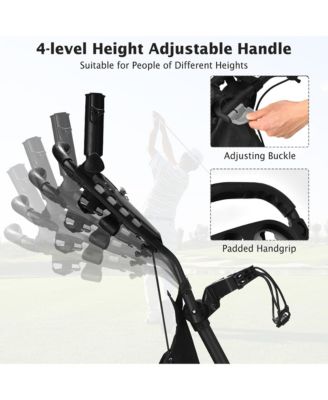 4 Wheels Foldable Golf Push Pull Cart Trolley w/ Brake Waterproof Bag