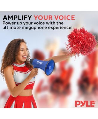 20-Watt Mini Megaphone Speaker with Siren, Adjustable Volume, Portable, Battery Operated, Blue Bullhorn