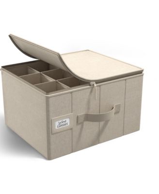 Stemware Storage Case - with Hard Shell, Dividers and Handle - Stemware Storage Containers Holds 12