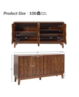 Olympia Mid-Century 60” Wide Sideboard with Adjustable Legs