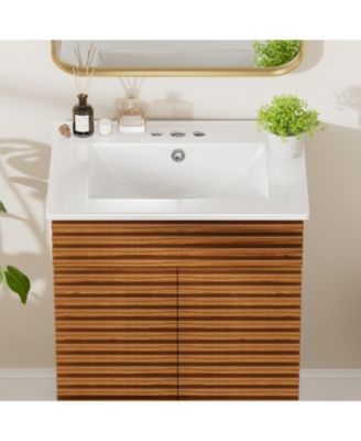 Bathroom Ceramic Vanity Top with Three Holes in White