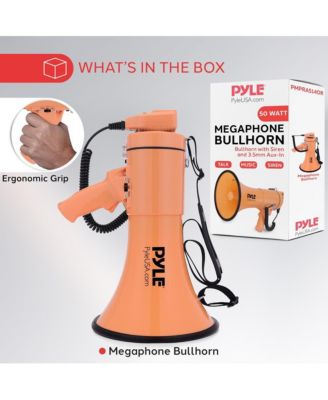 50-Watt Portable Megaphone with Siren, MP3 Input, Automatic Siren, Shoulder Strap, Lightweight