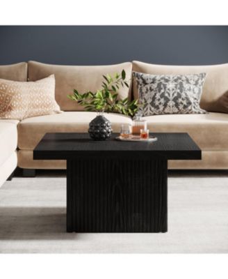 Square Coffee Table, 31.5-Inch Engineered Wood Coffee Table, Vintage Brown Center Table, Large Mid-Century Modern Cocktail Table